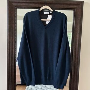 NEW Calvin Klein Men's Merino Wool Blend V-Neck Sweater.